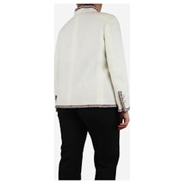 Chanel-White tweed woven trim jacket - size UK 16-White