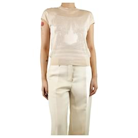 Hermès-Cream sleeveless knit top - size UK 8-Cream