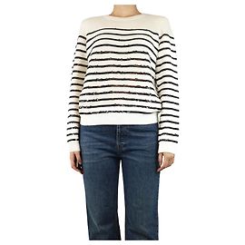 Maje Pull rayé en sequins crème - taille UK 10 Écru
