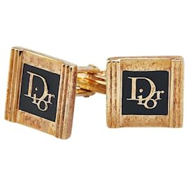 Gemelli con logo placcato oro Dior Nero