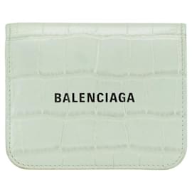 Balenciaga-Balenciaga Croc Embossed Leather Wallet-Green