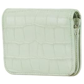 Balenciaga-Balenciaga Croc Embossed Leather Wallet-Green