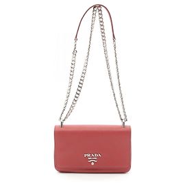 Prada Leather Saffiano Shoulder Bag 1BD144 Red