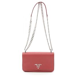 Prada-Prada Leather Saffiano Shoulder Bag 1BD144-Red
