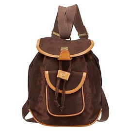 Mochila de couro de nylon MCM Visetos Logogram Marrom