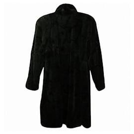 Balenciaga-Balenciaga Fur Long Coat Outerwear-Black