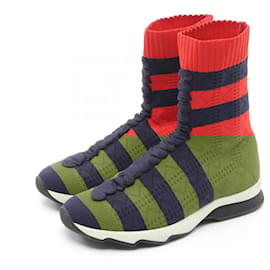 Fendi-Fendi Fabric Sock Sneakers Red/Navy-Other