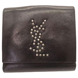 Yves Saint Laurent Leather Compact Wallet Black