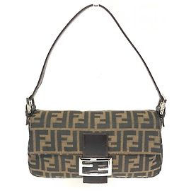 Fendi Mamma Baguette Zucca Canvas Shoulder Bag Brown
