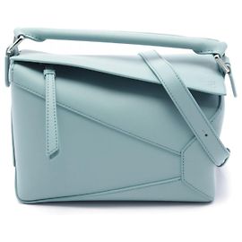 Loewe Puzzle Edge Small Leather Handbag Blue Blue