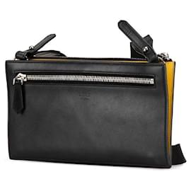 Fendi-Fendi Monster Leather Shoulder Bag Wallet-Black