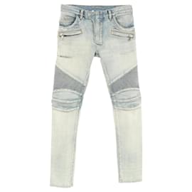 Balmain-Balmain Denim Pants Cotton Blue-Blue