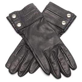 Tod's-Tod's Leather Gloves Black XEWGO140100NP0B999-Black