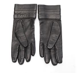 Tod's-Tod's Leather Gloves Black XEWGO140100NP0B999-Black