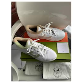 Hermès-New Hermès sneakers-White,Beige