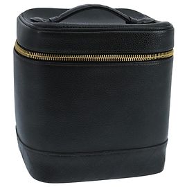 CHANEL Bicolor Kosmetiktasche Kaviarleder Schwarz Gold CC Auth fm4192 Schwarz Golden
