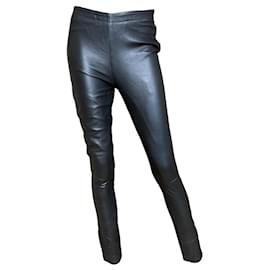 Mango Black Leather Pants Black
