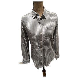 Camicia Abercrombie & Fitch in cotone bianca e blu Bianco Blu