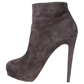 Christian Louboutin-Christian Louboutin Brownish Gray Suede Leather Booties-Grey