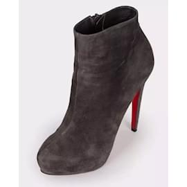 Christian Louboutin-Bottines en cuir suédé gris brun Christian Louboutin-Gris