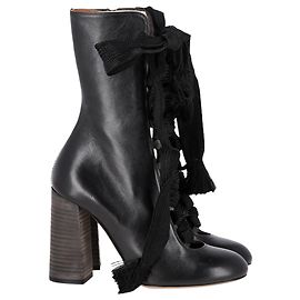 Chloé Harper Schnürstiefeletten aus schwarzem Leder Braun Rot
