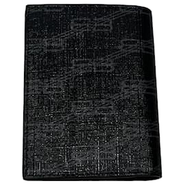 Balenciaga-Carteira bifold vertical Balenciaga Signature BB Monogram em lona revestida preta-Preto