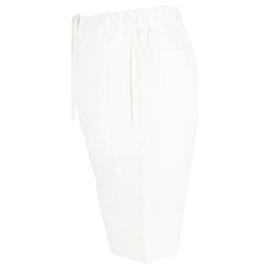 Alexander Mcqueen-Alexander McQueen Drawstring Shorts in White Cotton-White,Cream