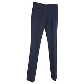 Victoria Beckham Flared Trousers in Navy Blue Wool Blue Light blue