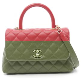 Chanel-Chanel Coco Handle Flap Matelasse Leather Handbag-Red