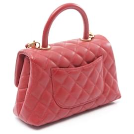 Chanel-Chanel Coco Handle Flap Matelasse Leather Handbag-Red