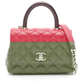 Chanel-Chanel Coco Handle XXS Top Handle Bag Leather Red/Brown-Red