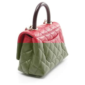 Chanel-Chanel Coco Handle XXS Top Handle Bag Leather Red/Brown-Red