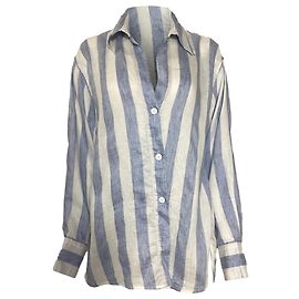 Chemise Rayée Sandro Maggie en Lin Bleu Clair Bleu Bleu clair