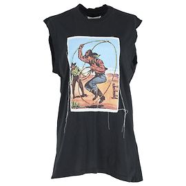 Maison Martin Margiela Camiseta sin mangas de algodón negro con estampado de vaquero Maison Margiela Otro