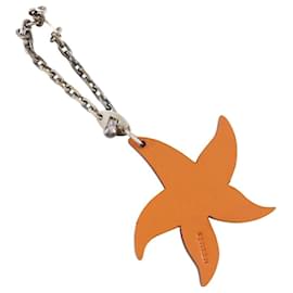 Hermès-Hermes Starfish Charm Keychain Leather Metal-Orange