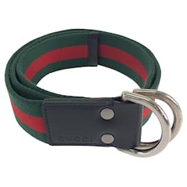 Gucci-Cinto de lona e couro Gucci unissex-Verde