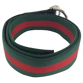 Gucci-Cinto de lona e couro Gucci unissex-Verde