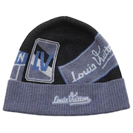 Louis Vuitton-Louis Vuitton Wool Travel Stamps Knit Cap-Blue