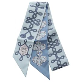 Hermès-Hermes Silk Twilly Scarf Blue Multicolor-Blue