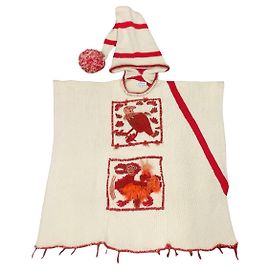 Loewe Wool Embroidered Poncho Red
