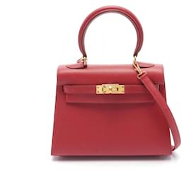 Hermès-Sac à main Hermes Mini Kelly 20 Rouge-Rouge