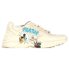 Gucci-Tênis Rhyton Flash de couro branco Gucci x Disney-Branco,Cru