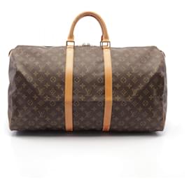 Louis Vuitton-Louis Vuitton Monogram Keepall 55 Boston Bag M41424-Brown