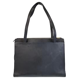 Yves Saint Laurent-Yves Saint Laurent Leather Tote Bag-Black