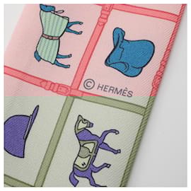 Hermès-Hermes Silk Twilly Scarf Pink Multicolor-Pink