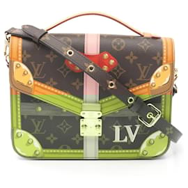Louis Vuitton-Louis Vuitton Pochette Metis Summer Trunk Handbag M43628-Brown