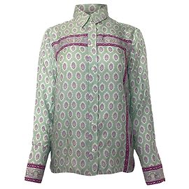 Camisa estampada Sandro em seda verde Outro