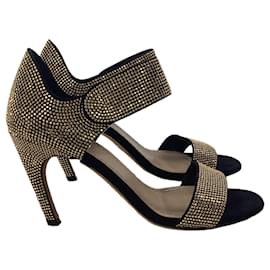Dior-Dior Stud Embellished Couture Choc Ankle Strap Sandals in Black Suede-Black