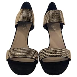 Dior-Dior Stud Embellished Couture Choc Ankle Strap Sandals in Black Suede-Black