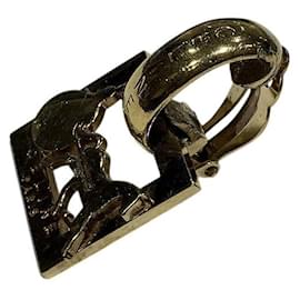 Céline-Celine Gold Carriage Clip Earrings-Golden,Metallic